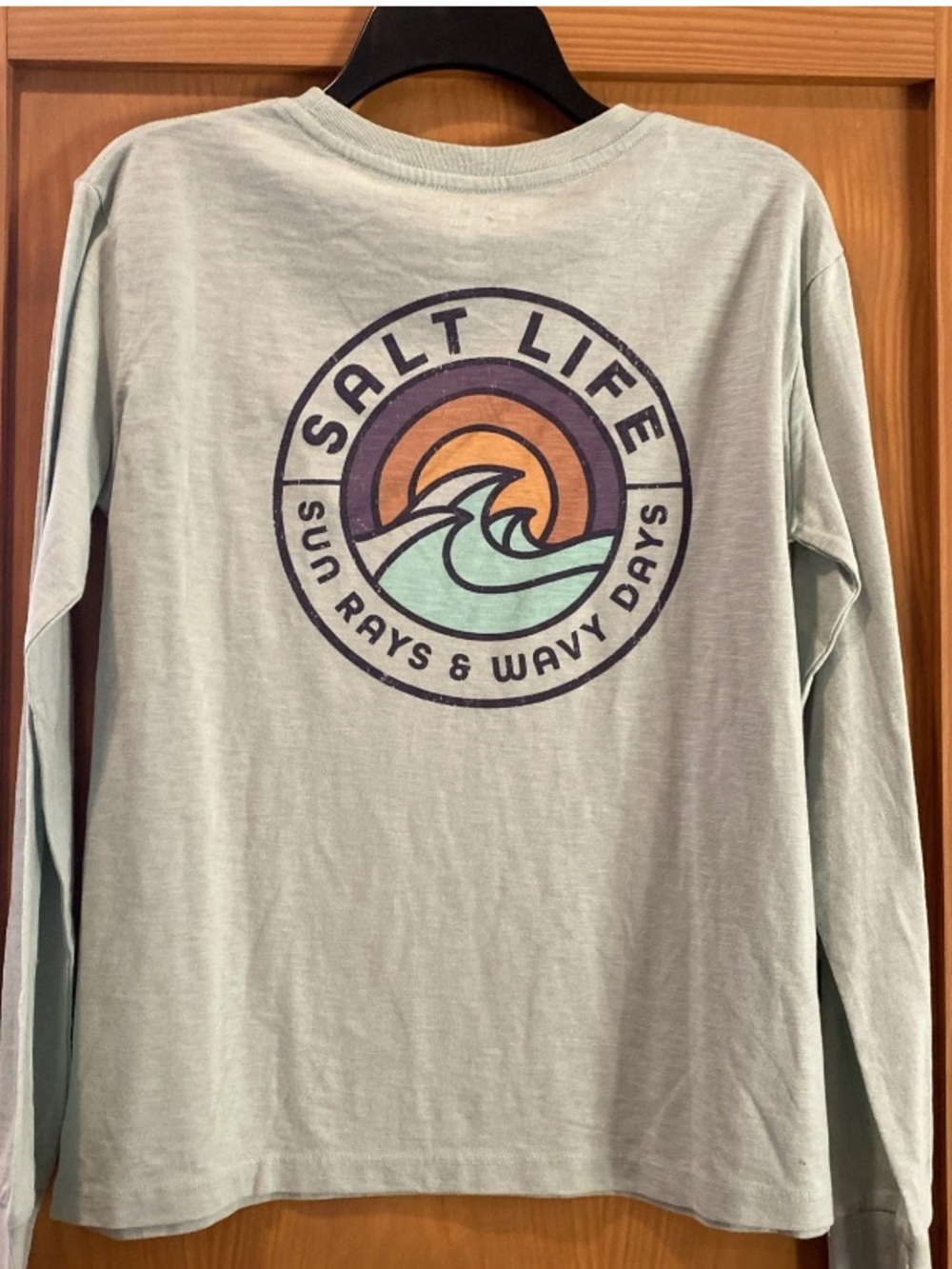 Salt Life Women’s Light Teal Sun Rays & Wavy Days Long Sleeve Shirt NWT Size S